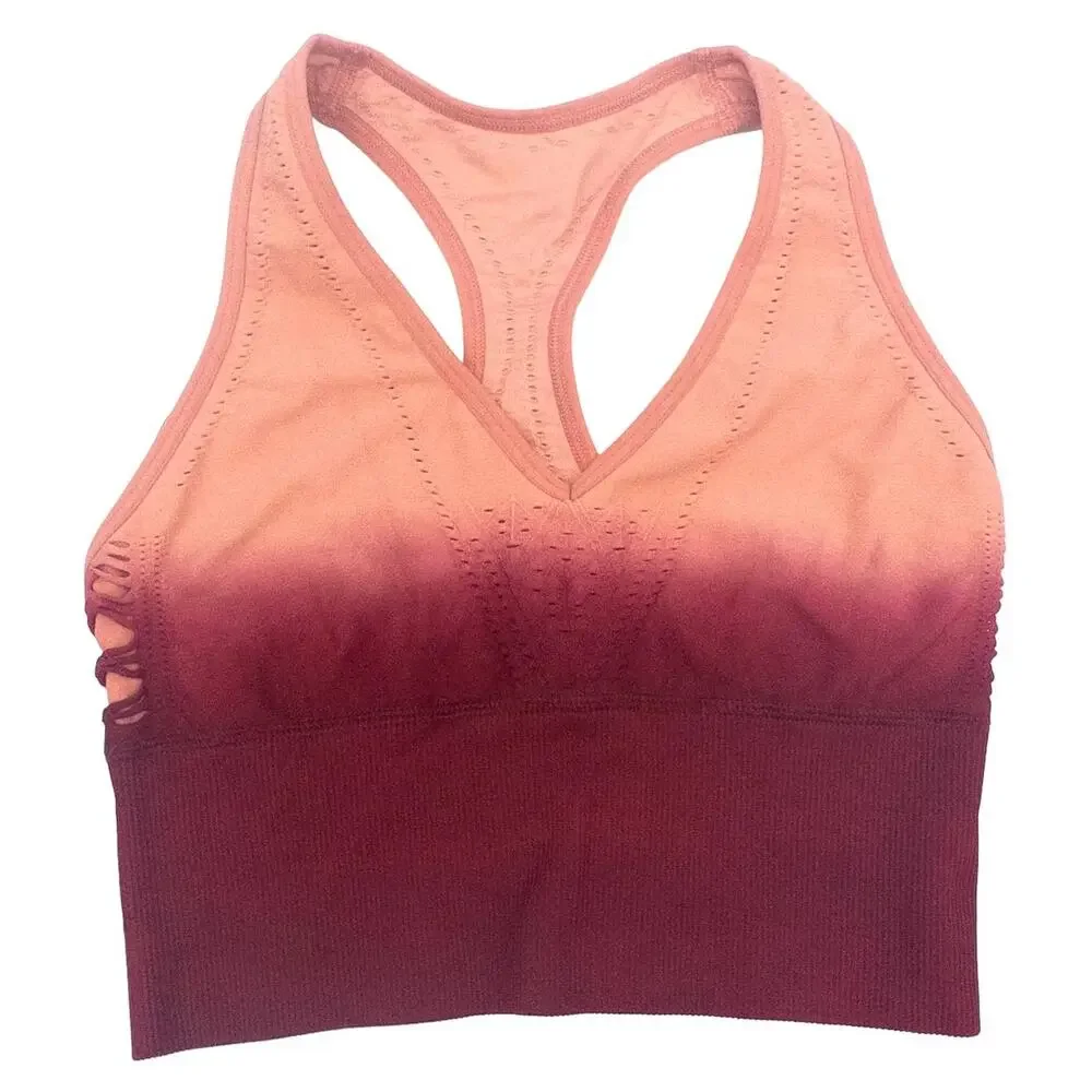 PINK Victoria's Secret Ombre Longline Sports Bra Racerback NWT XS Burgundy Peach